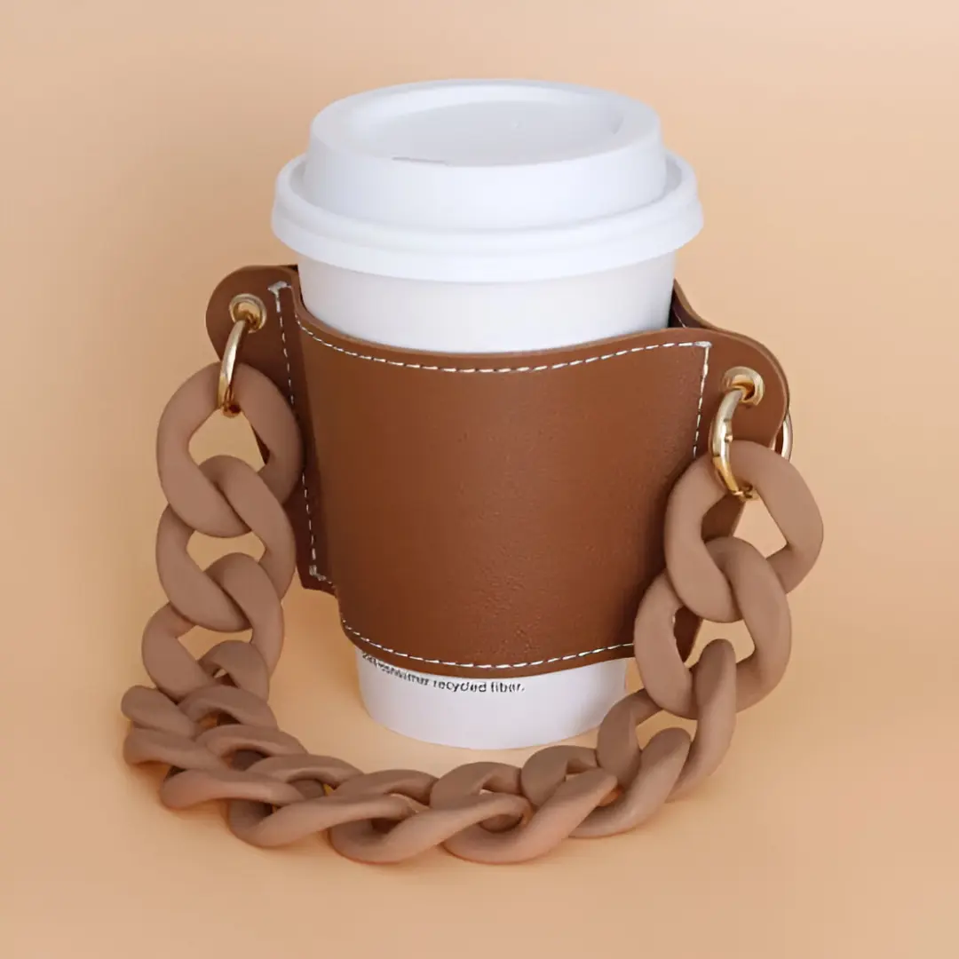 Go to Instagram page of A brown cupholder with a lace for holding